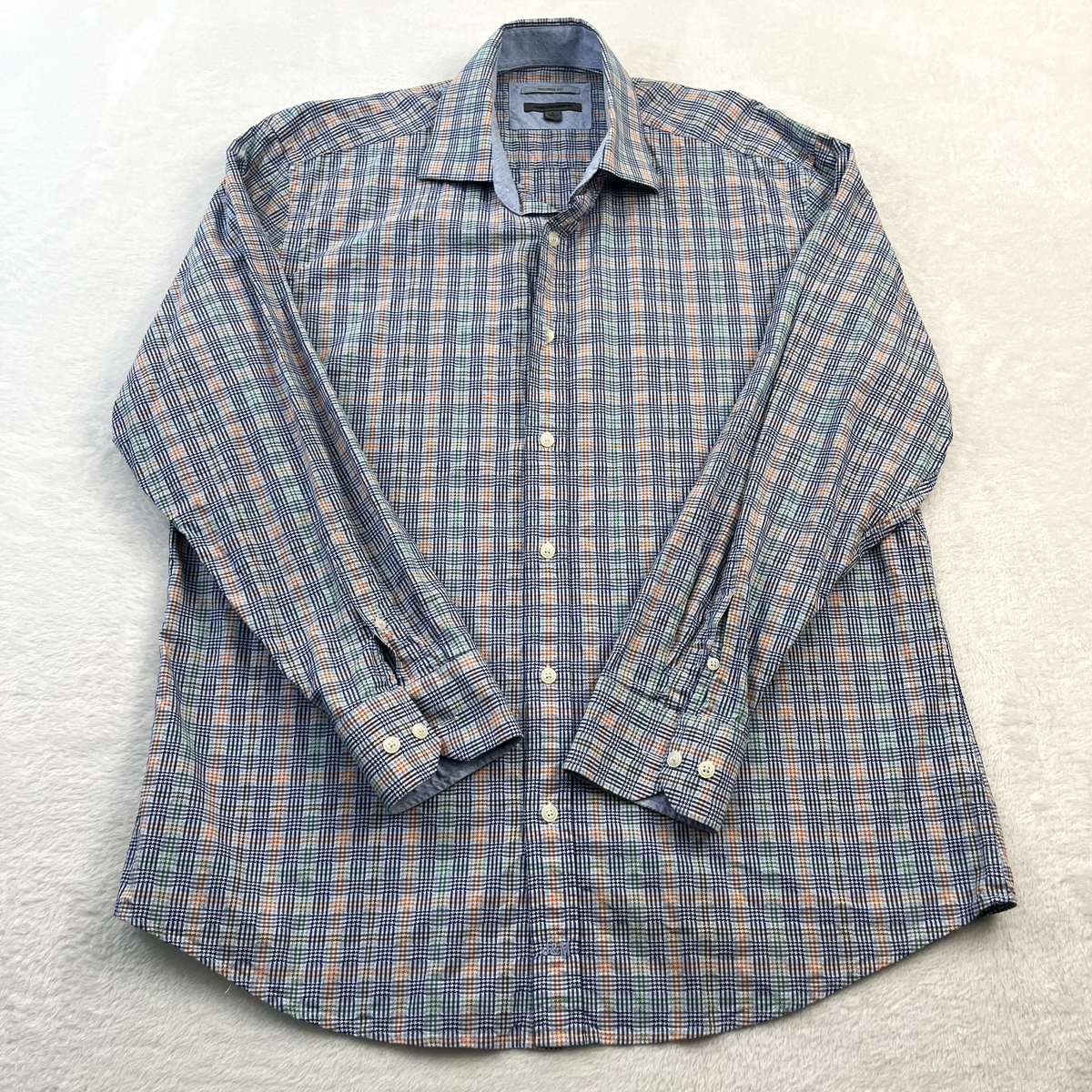 Johnston Murphy Mens Shirt Large Colorful Tailored Fit Houndstooth
