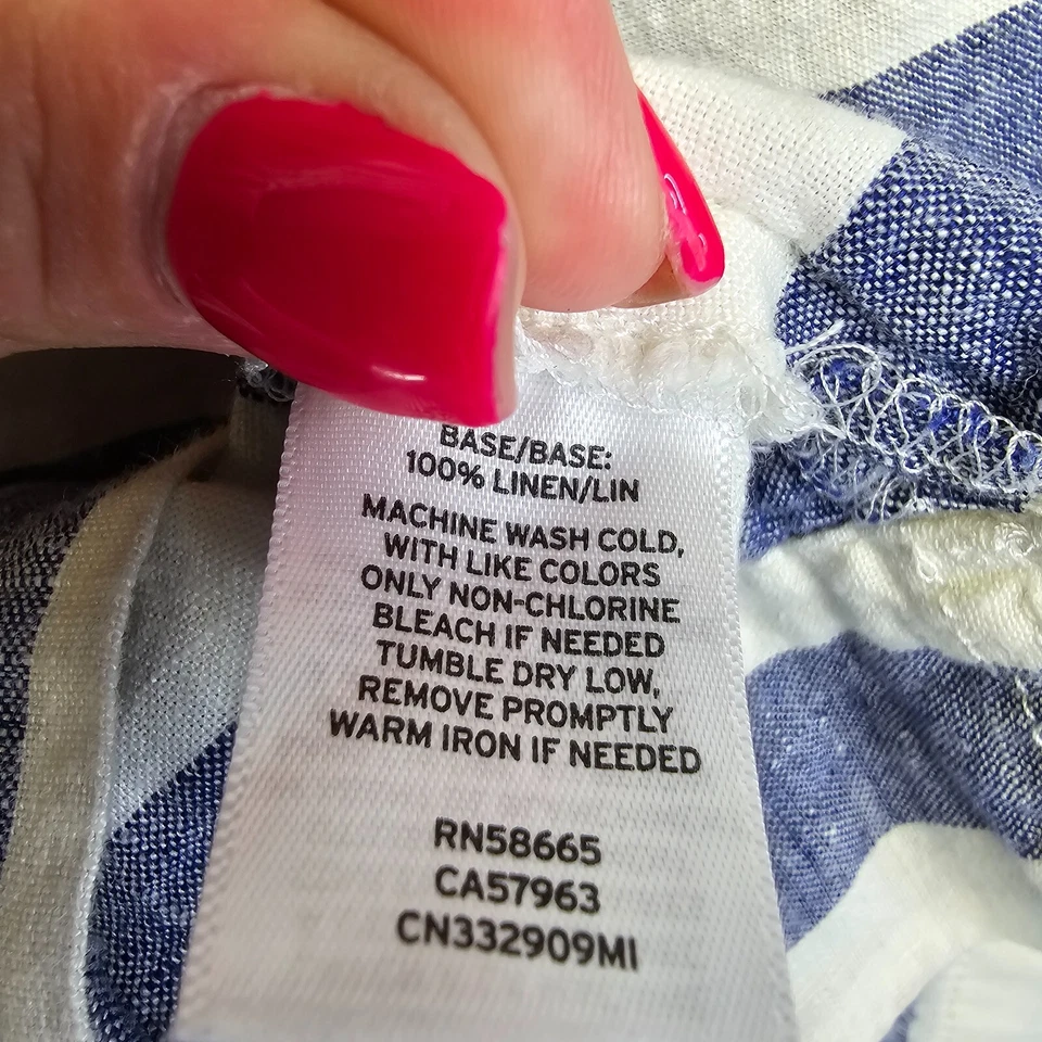 Caslon Linen Dress Womens XS Blue Striped Tunic Lagenlook Boho Costal - image 4 of 4