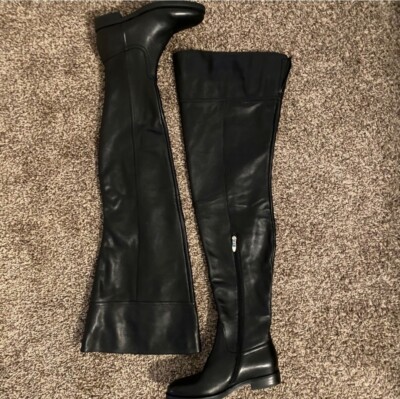 Leviticus Fashions Urban Rustic Black Thigh High Boots Size US