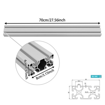 4080 T Slot Aluminum Extrusion for 3D Printer Parts and CNC DIY Silver 700mmX2