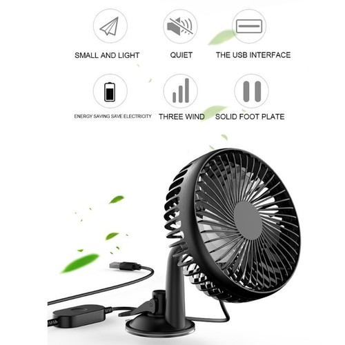 USB Powered 5V Car Fan Powerful 3 Speed Quiet Ventilation Electric Cooling Fans - Picture 6 of 8