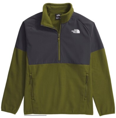 THE NORTH FACE Men's Glacier Heavyweight 1/2 Zip, FOREST OLIVE ASPHALT GREY