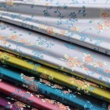 Chinese Embroidered Floral Fabric Jacquard Rayon Satin Brocade Sold By Meter