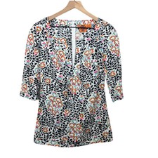 Tory Burch Alexiane Colorful Tunic Top 100% Linen Women’s Sz 2