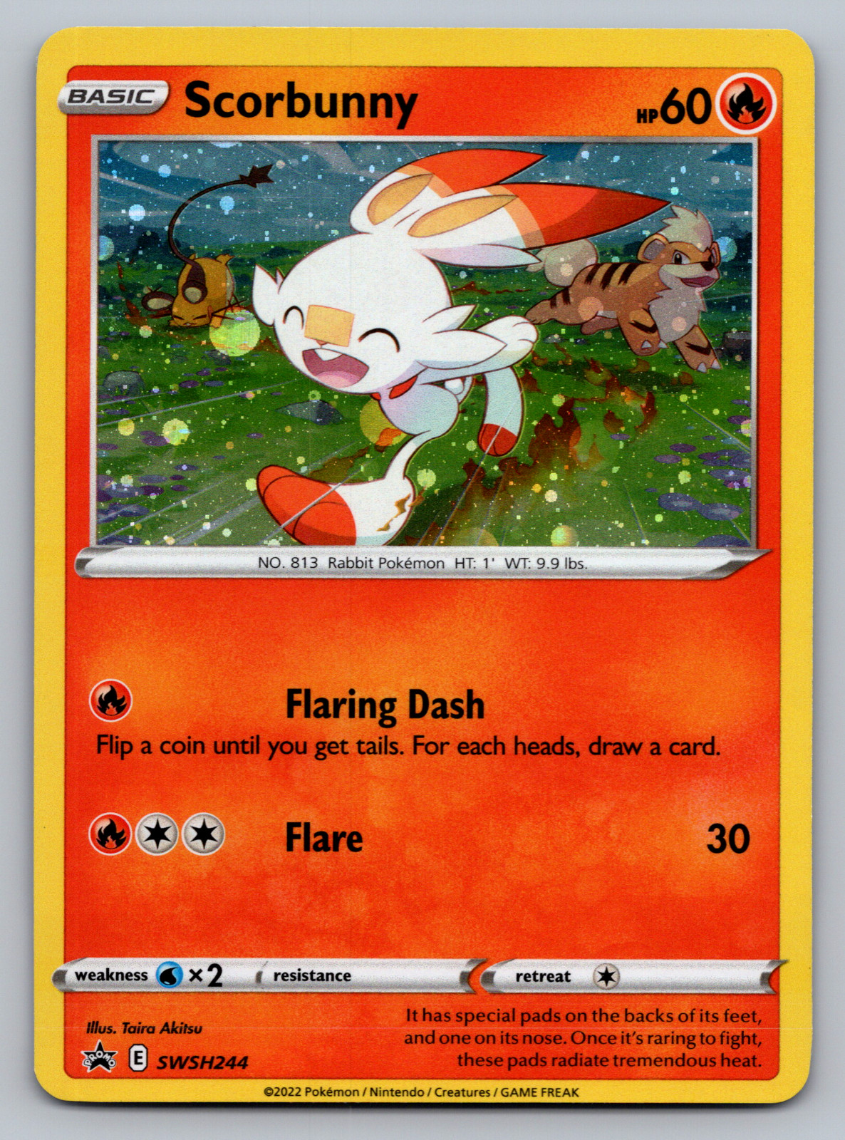 Scorbunny Pokemon Sword & Shield SWSH244 Cosmos Holo Black Star Promo NM