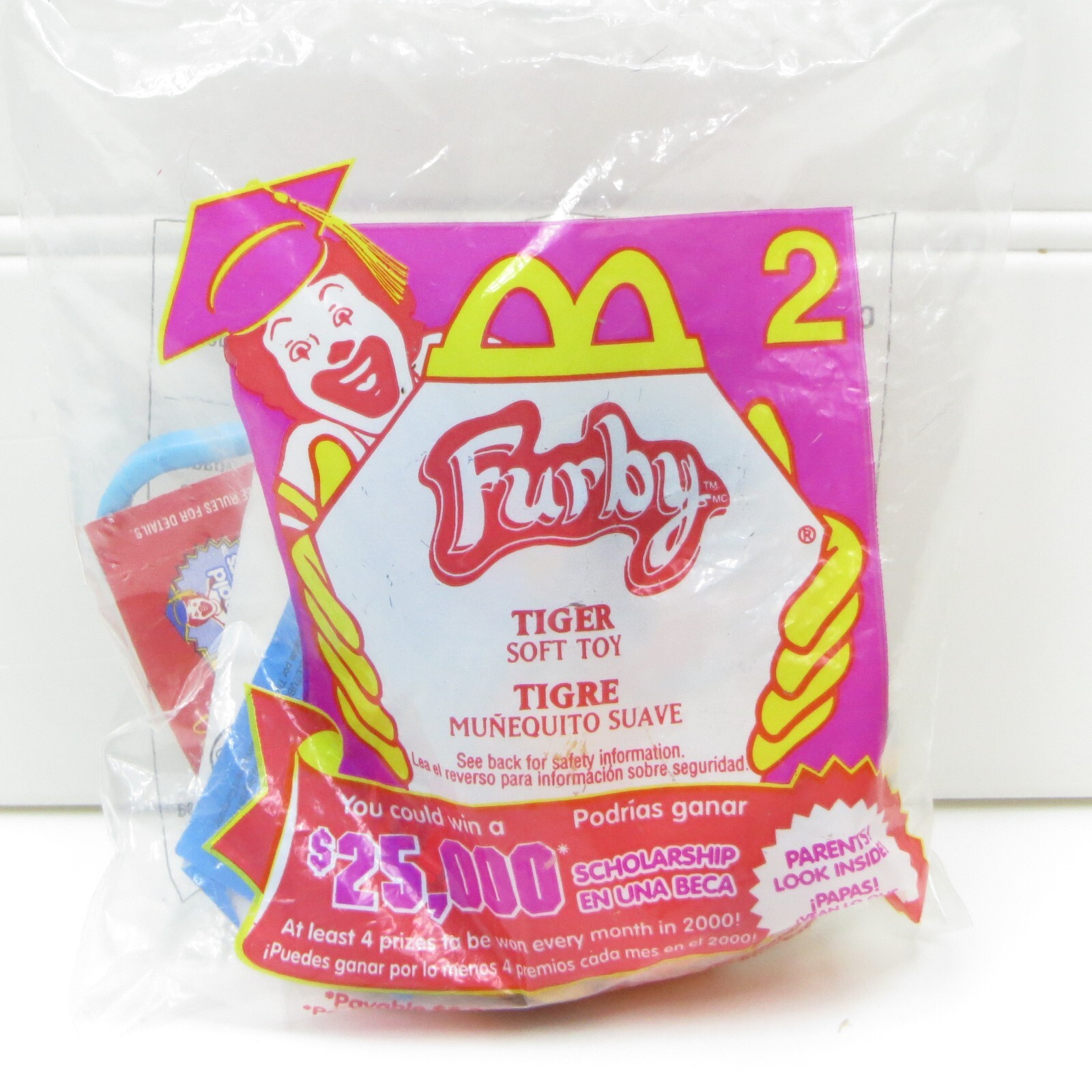 FURBY TIGER CLIP-ON #2 - 2000 MCDONALDS HAPPY MEAL TOY - SEALED