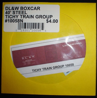 TICHY, LACKAWANNA (DL&W) 40' STEEL BOX CAR , N SCALE DECALS, 10058N