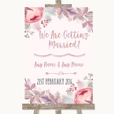 Personalisiertes Hochzeitsschild Blush Rosegold & Flieder Wir heiraten