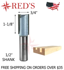 Tideway Carbide IND LC01021208 3/4" Straight 1/2" shank router bit