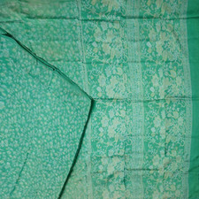 Vintage Green Sarees 100 Pure Silk Printed Indian Sari 5YD Soft Craft Fabric