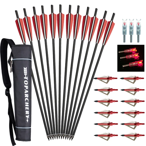 20" Hunting Crossbow Blots Crossbow Arrows /Broadheads /Lighted Nock /Arrows'bag