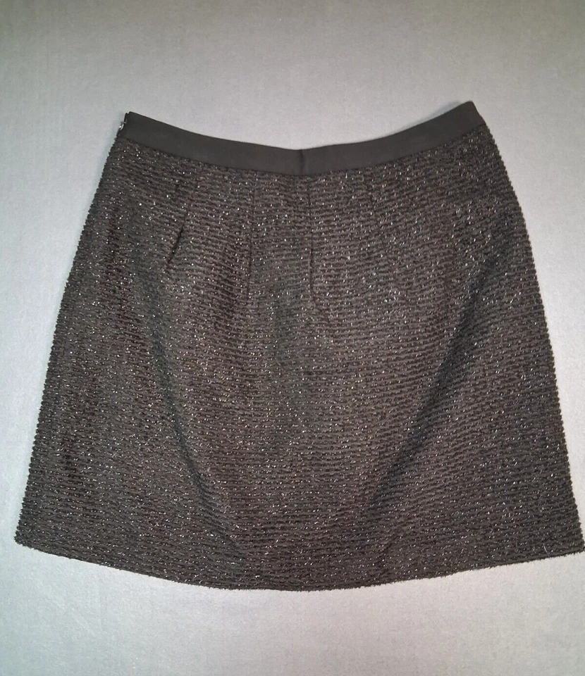 Falda Ann Taylor Loft Plisada Brillante Forrada Poliéster Negra Plateada Para Mujer Talla 6 Foto 2 de 4