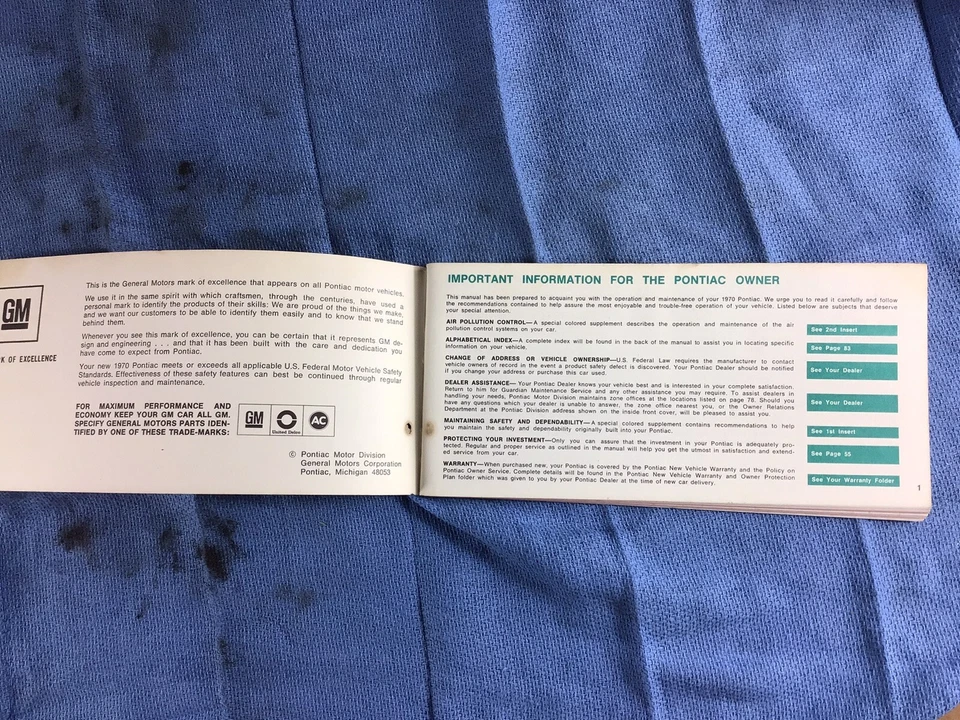 1970 年庞蒂亚克 GTO 柠檬暴风雨所有者手册用户指南操作员书籍保险丝原始设备制造商 — 第 4/4 张图片