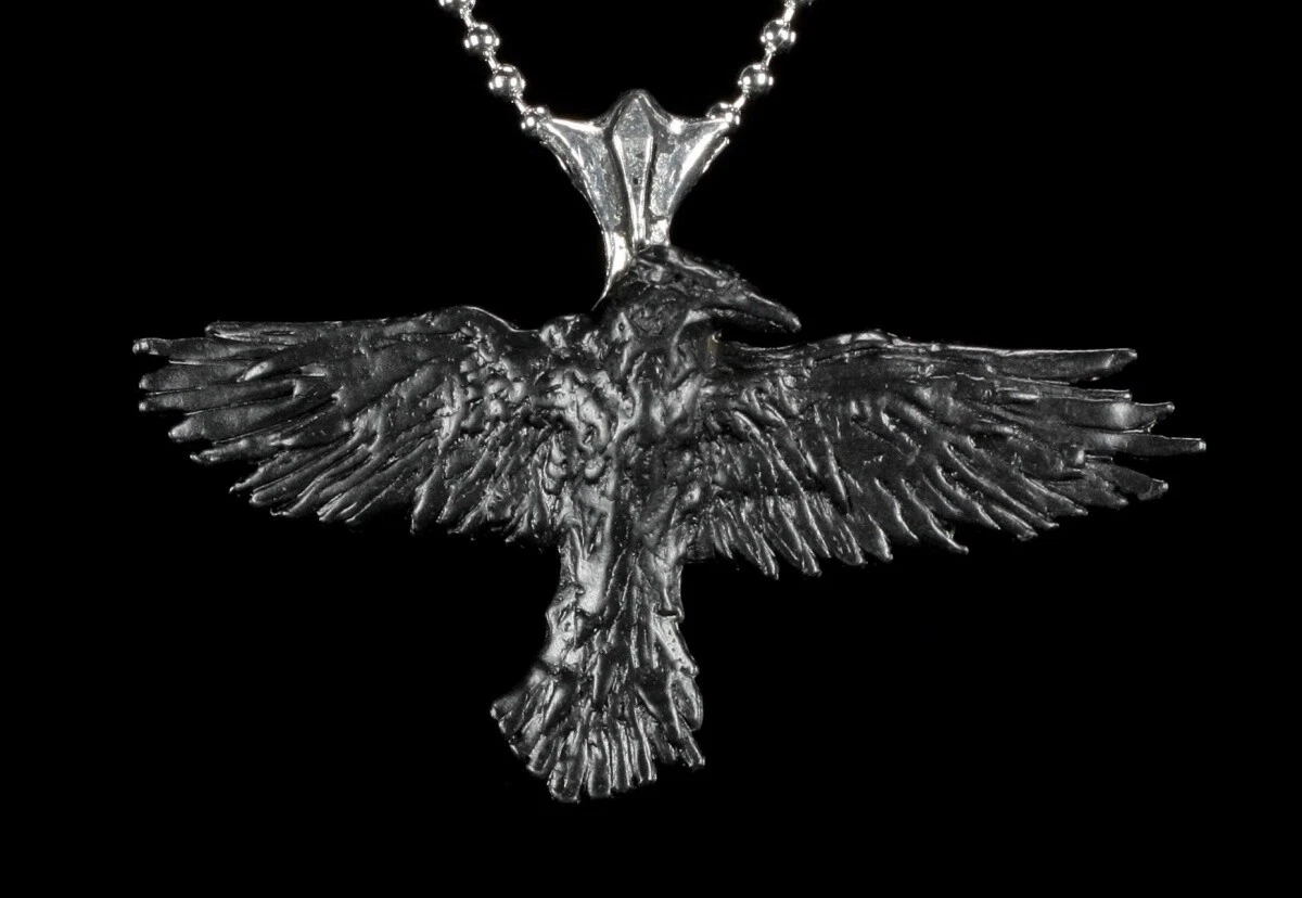 Collana Alchimia Gotica "Anima Nera" Con Ciondolo A Cuore, Ali Di Demone E Corna - P896