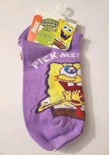 Spongebob Toddler 1 Pair Socks Pick Me Sock Size 6-8 NWT Purple