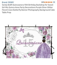 8x6ft Quinceanera 15th Birthday Backdrop