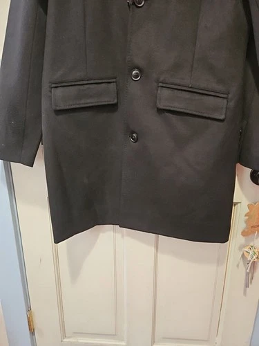 JF J.Ferrar Mens Topcoat Large Black Wool $220 Retail image 2