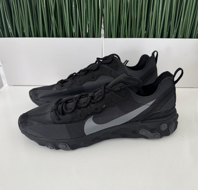 Nike React Element 55 NBY Triple Black Mens Running Shoes BQ6166-008 Size 11