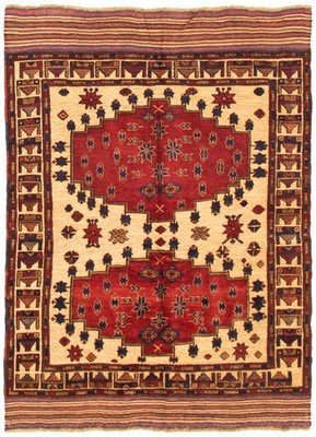 Traditional Beige Hand-knotted Oriental Carpet 4'2'' x 5'10'' Area Rug