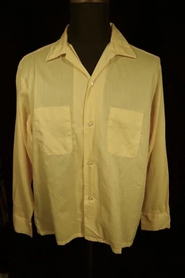 Chemise Vintage Années 1960 Jaune Coton Mélangé Taille Large En Bon État - Photo 1/3