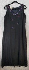 APRIL CORNELL Vintage Dress Womens Sz Small Black Lined Purple Embroidery Beads
