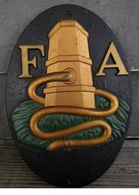 F A FIREMANS ASSOCIATION FIRE WALL PLAQUE -- K.C.S. Co. MILWAUKEE