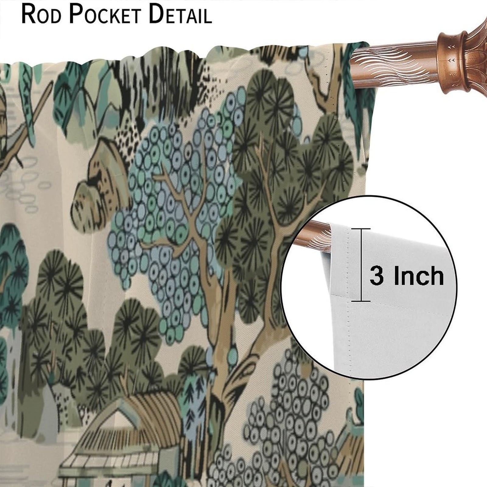 Chinoiserie Blackout Curtains, Mountain Landscape Oriental Art Traditional Ja...