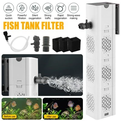 4in1 1800L/H Aquarium Fish Tank Water Pump Internal Purifier Filters Oxygen Wave