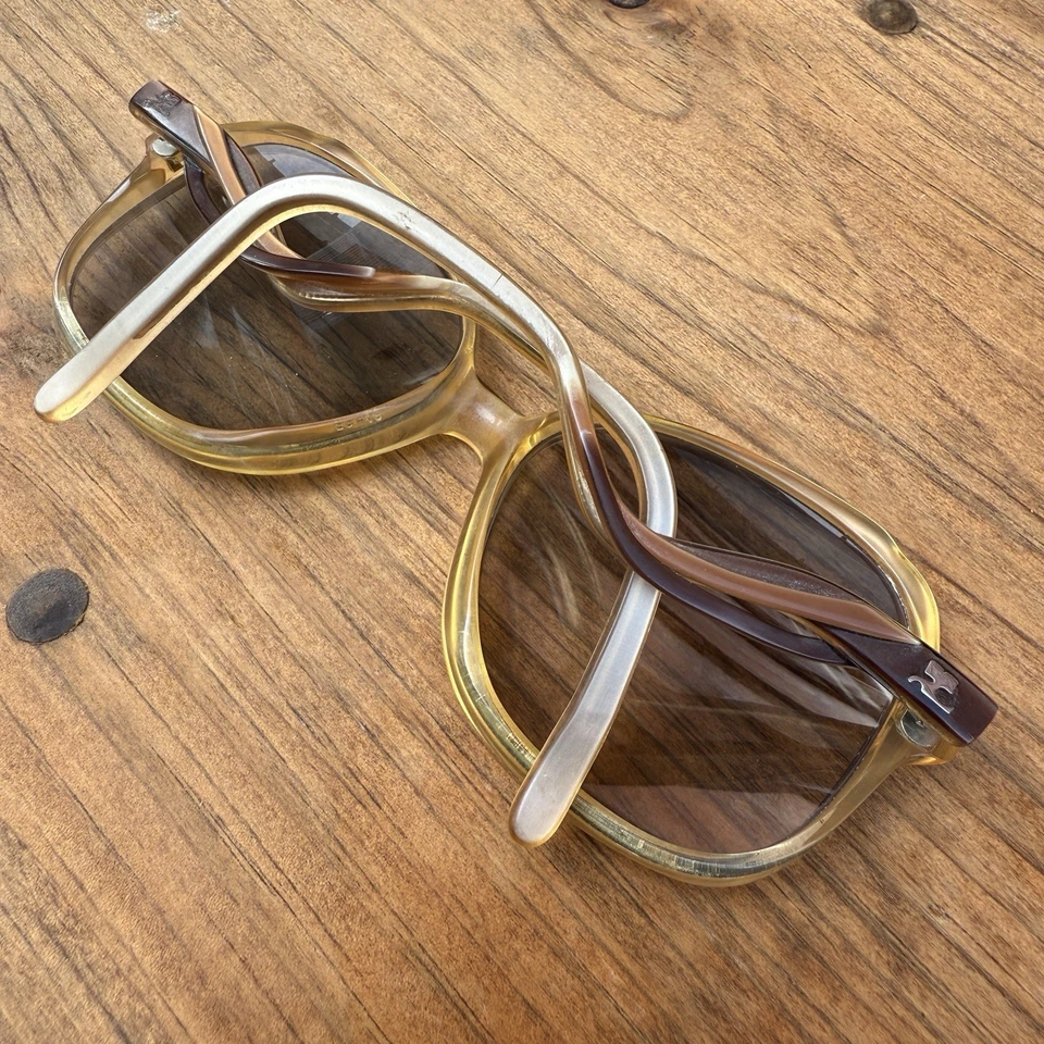 Vintage 70s 80s Drop Arm Eyeglasses Frames Oversized Hipster Brown FRAME FRENCH - Image 4 of 4