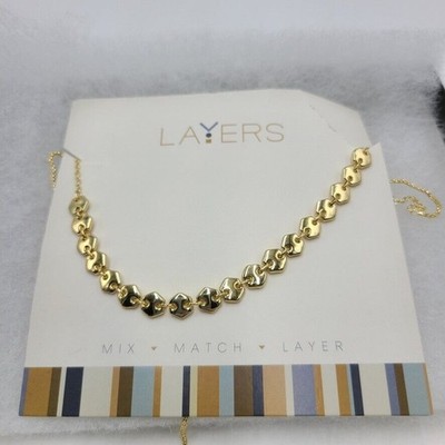 Layers Gold Necklace Drawstring Adjuster Slides LAY-97G 13'' to 34'' New