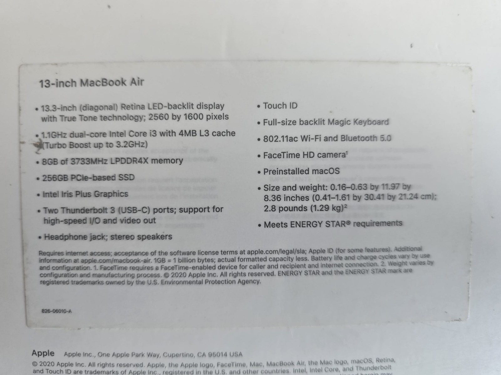 MacBook Air A2179 2020 13" Core i3 8GB 256GB Oro Rosa foto 6