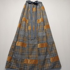 VTG Mr Hank Wool Velvet Patchwork Maxi Skirt Hippie Festival Boho Peasant Chic