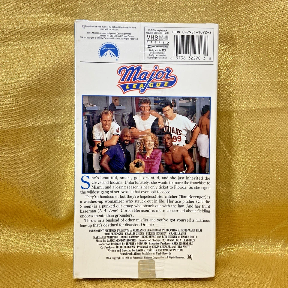 Major League (1989, VHS 1990) 1st Print Sealed Paramount Watermark Heavy Tape - Image 2 of 4