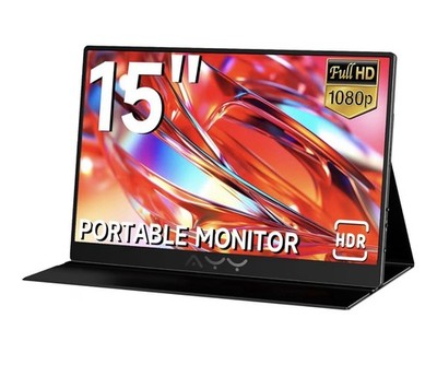 15 Inch Portable Monitor, FHD 1080P USB-C HDMI Travel Monitor External