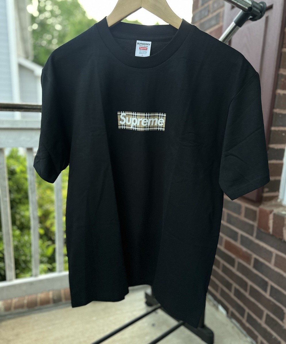 NWOT Supreme X Burberry Check Box Logo T-Shirt Size L | eBay