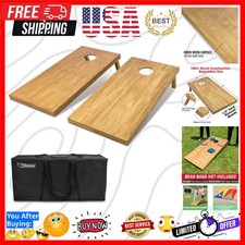 4 ft x 2 ft Regulation Size Wooden Cornhole Boards Set with Light Brown Finis...