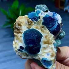 332G Natural and beautiful Inner Mongolia football blue fluorite crystalspecimen