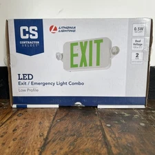 Lithonia Lighting 120/277-Volt LED White Hardwired Green Exit Light with Lights