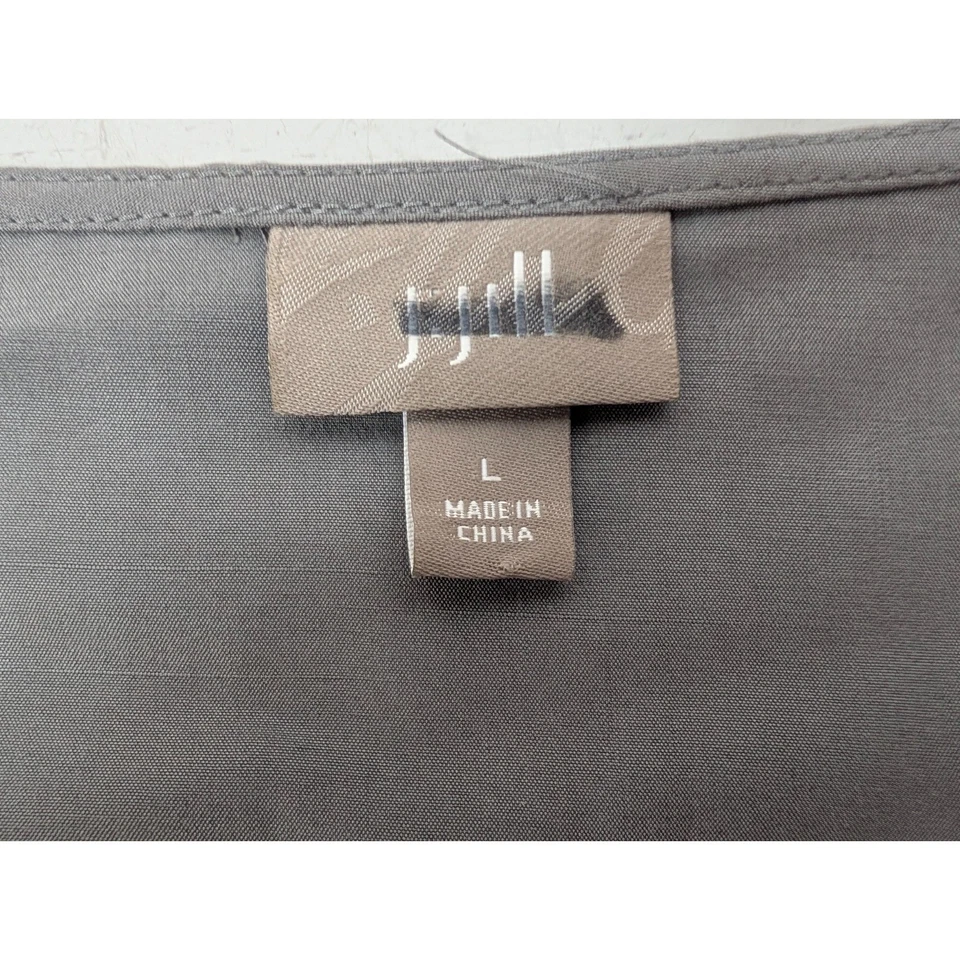 Camisa de vestir para mujer J. Jill túnica con lengüeta enrollable botón cambray frontal talla grande gris Foto 2 de 4