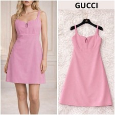 GUCCI Camisole Dress Pink G Logo Rhinestone Chest 41.5cm Length 85cm