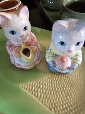 Cat Creamer Sugar Set Avon Country Pur-Fection Kitten Ceramic VTG  Grandma-core