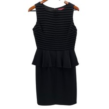 Catherine Peplum Sheath Dress Womens 6 Black Sleeveless LBD Pencil Cocktail Mod