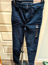 American Eagle Women's Super Hi-Rise Blue Denim Jegging Jeans Stretch Soft Sz 0