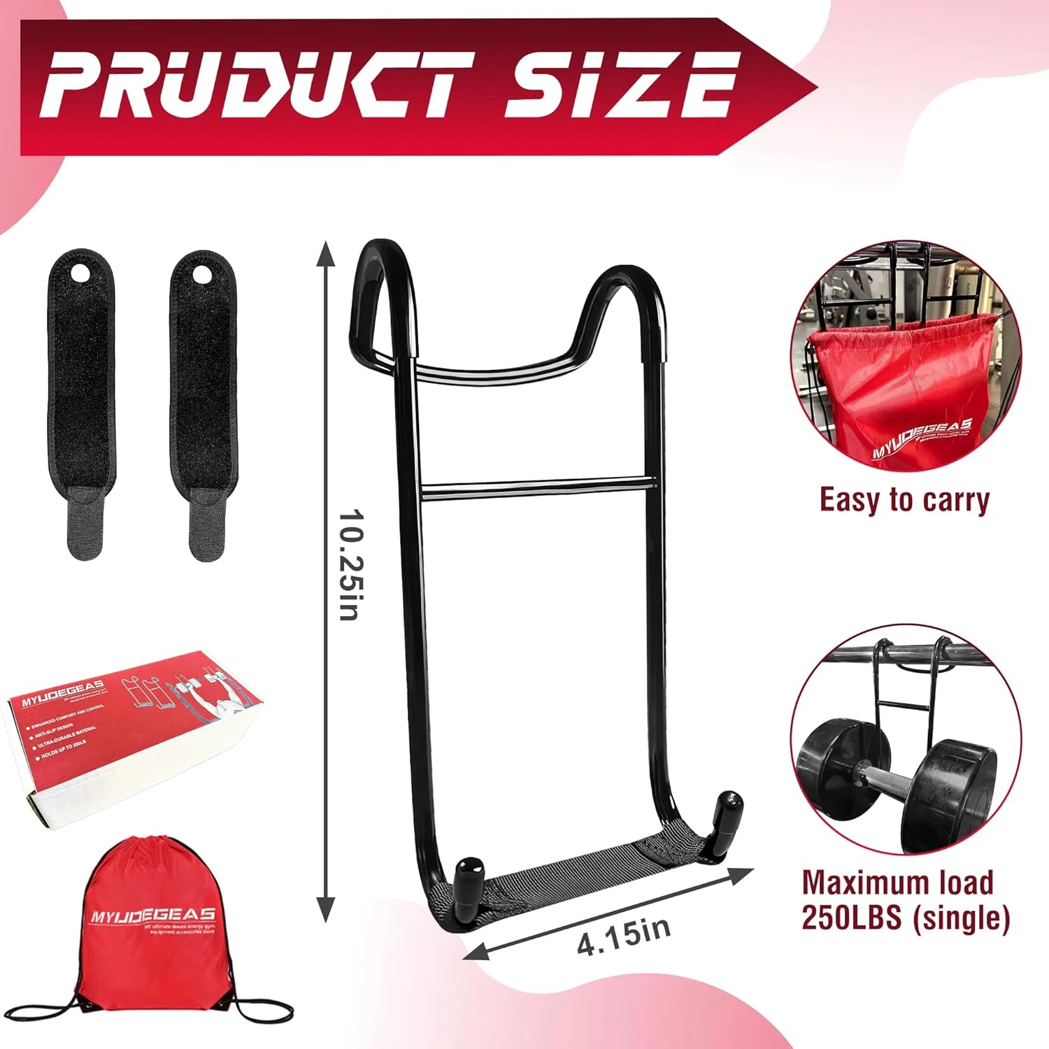 Upgraded 2-Pack Mad Spotter Pro 2.0 Dumbbell Hooks Dumbbell Spotter Hooks 250