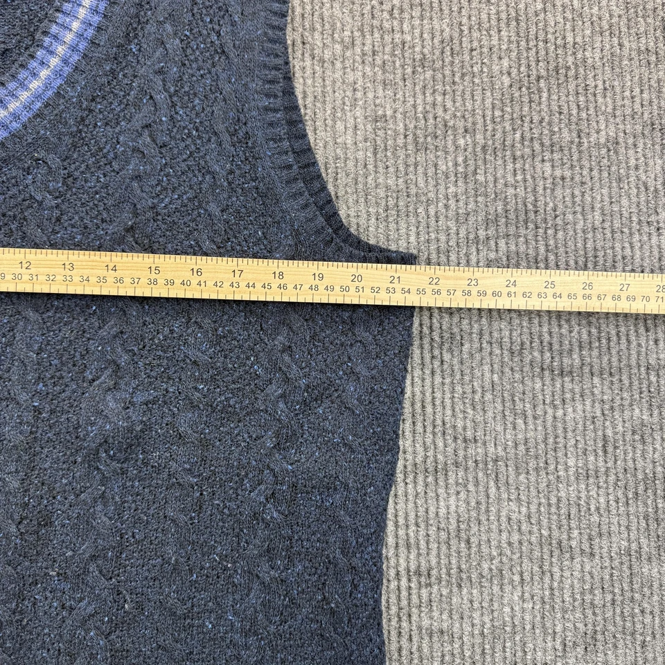 Chaleco Suéter Jos A Bank Para Hombres Grande Azul Marino 1905 Tejido con Cable Mezcla de Lana Cuello en V Foto 3 de 4