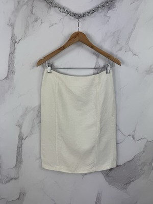 Eleganter Vintage Carolina Herrera Seide Leinenmischung Rock Größe 6
