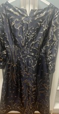Oscar de La Renta Women's Dress Size 4 Silk Navy And Silver Design