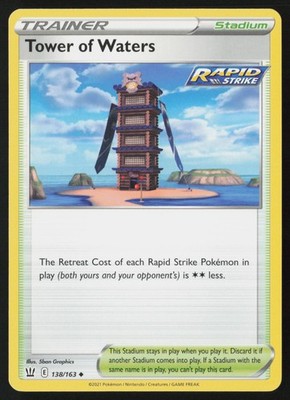 Pokemon Tower of Waters 138/163 SWSH05: Battle Styles Non-Holo Pack Fresh - NM