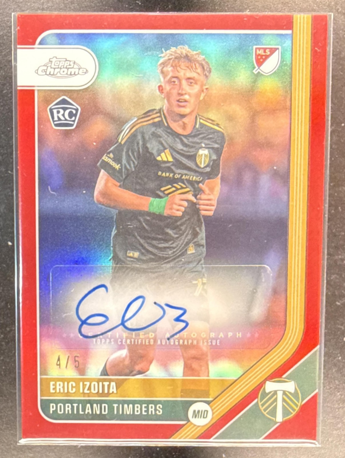 2026 TOPPS CHROME MLS ERIC IZOITA #CA-EI AUTO RED REFRACTOR 4/5 RC TIMBERS