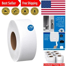 Commercial-Grade 2-Ply Jumbo Toilet Paper - 12 Rolls of 1,000' Non-Perforated